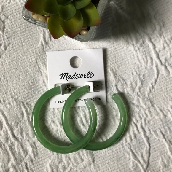 Anthropologie Jewelry - Anthropologie Resin Faux Jade Hoops